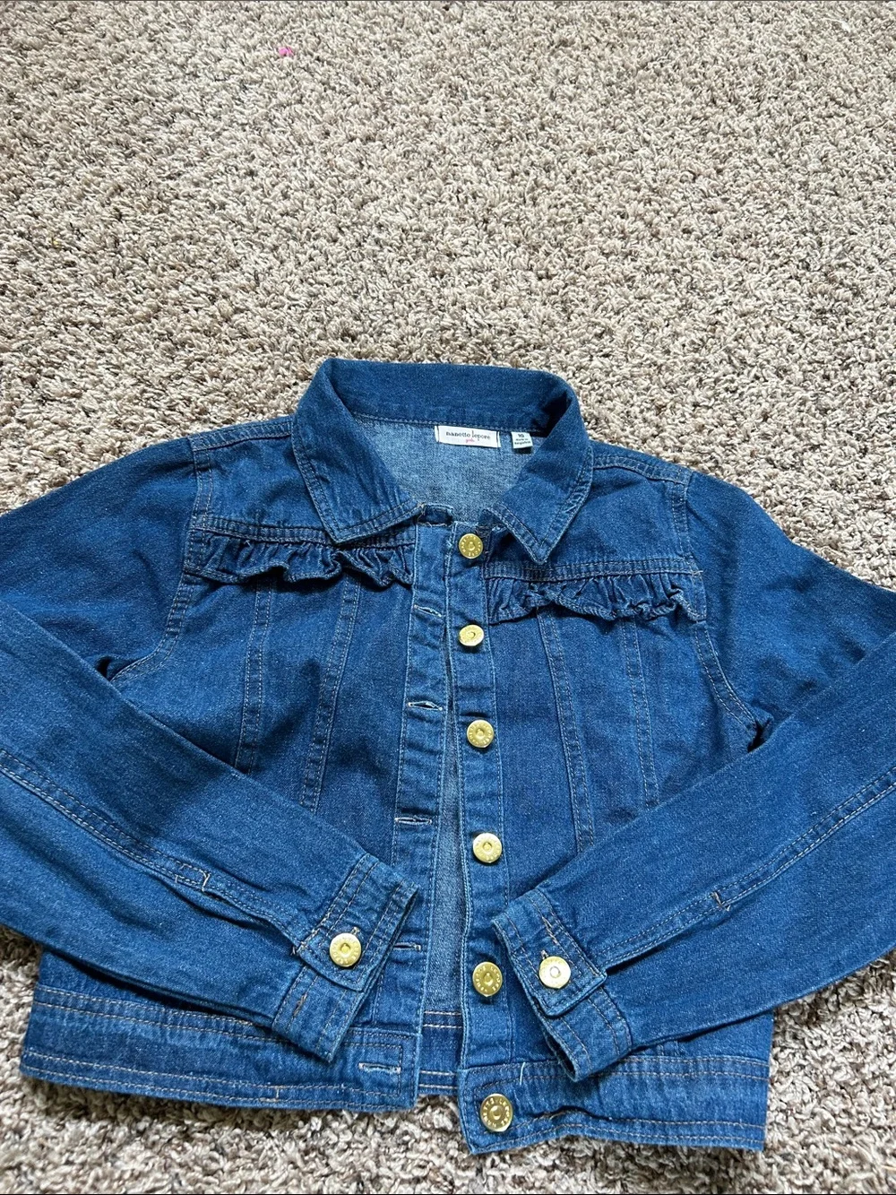 Nanette Lepore Dark Blue Denim Jacket with Ruffle Trim
